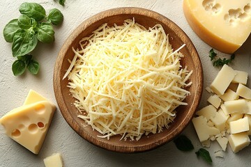 A bowl of cheese and a bowl of cheese crumbs