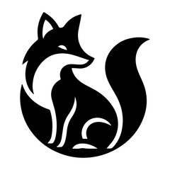 Stylized Black and White Fox Logo