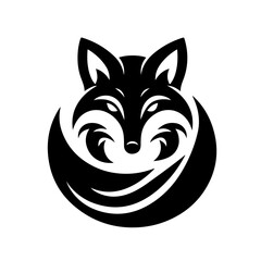 Stylized Black and White Fox Logo