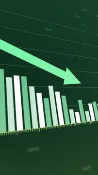 Declining financial trend illustrated by green bar graph series