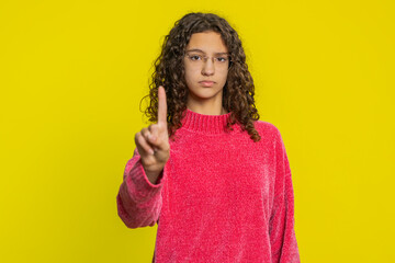 Displeased upset girl reacting to unpleasant awful idea, dissatisfied with bad quality, wave hand,...