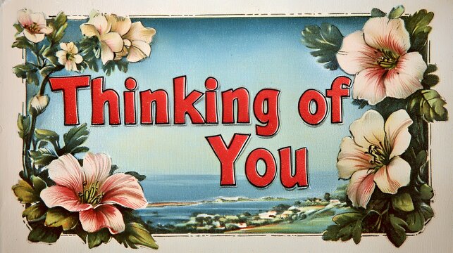 Vintage Postcard: Thinking of You - Powered by Adobe