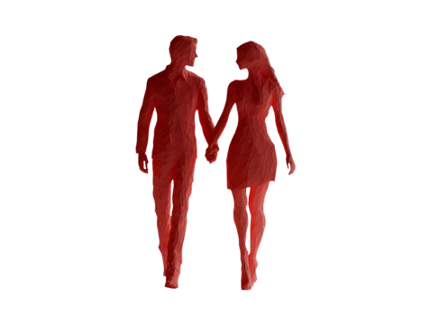 Couple Holding Hands Silhouette on Transparent Background