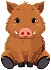 座っている可愛いイノシシのぬいぐるみイラストアイコン