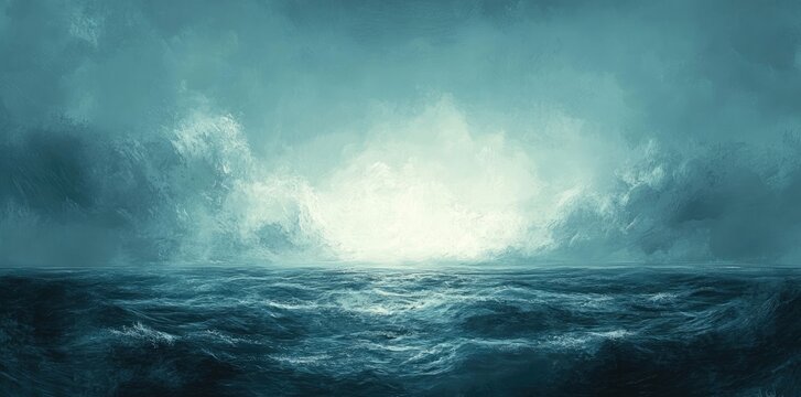 A stormy sea under a dark cloudy sky