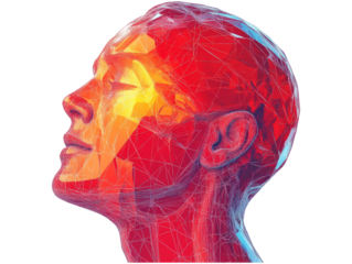 Detailed 3D Illustration of Isolated Head with Abstract Features