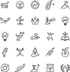 Growth, Success, Progress, Development, Achievement, Icons, Strategy, Business, Innovation, Leadersh