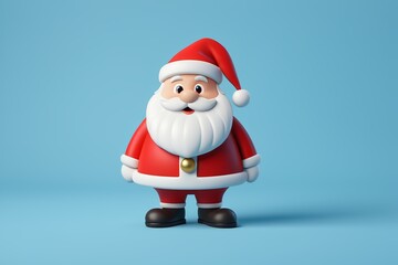 a close up of a santa clause figure on a blue background