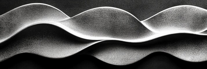 Fototapeta premium Abstract Metallic Wave Texture Gray Silver Monochrome Background