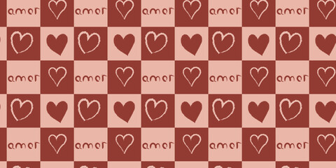 Seamless pattern Valentine's Day with hearts.Geometric Template holiday vector illustration.Design for card,postcard, poster,print,banner.Great for textiles, wallpaper-vector surface design