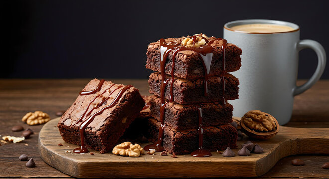 mug of coffee with brownie