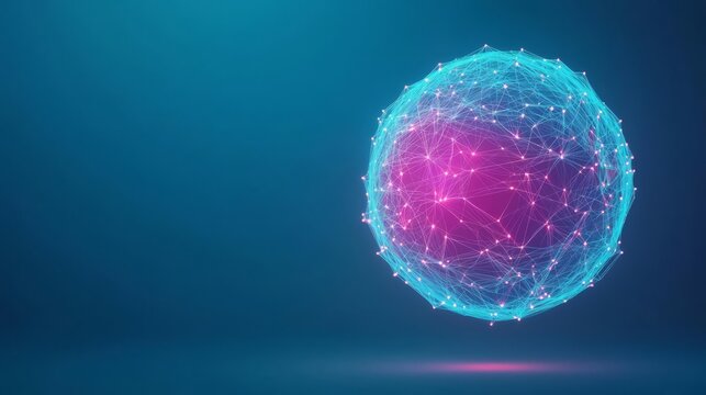Abstract digital sphere representing connectivity and network technology concept.
