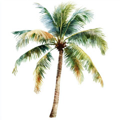 Fototapeta premium coconut tree watercolor isolated on white background