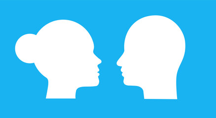 Silhouettes of the heads of a man and a woman.