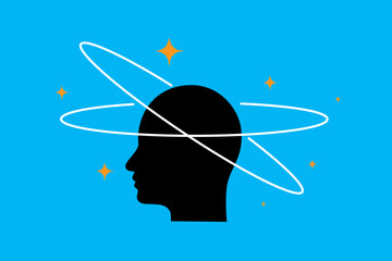 Dizziness line icon. © dobrograph