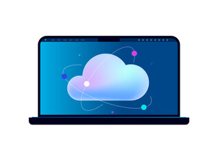 Data cloud on laptop screen.