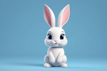 Obraz premium arafed white rabbit with blue eyes sitting on a blue surface