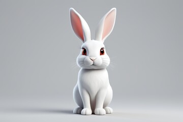 Obraz premium arafed white rabbit with red eyes sitting on a gray surface