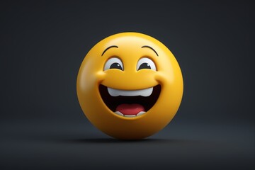 Fototapeta premium arafed yellow smiley face with open mouth on a dark background