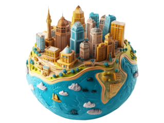 3D Globe Model of Famous Landmarks for Kids School Theme