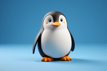 Obraz premium a close up of a penguin on a blue background with a blue background