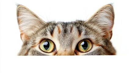 Curious Tabby Cat Peeking Over Blank Surface, Perfect for Adding Your Message, Banner Design