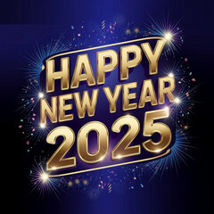 Fototapeta premium Dashing Happy New Year 2025 Wishing Card Design with Modern Gradient Text and Style