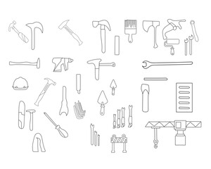 Construction tools vector collection is a valuable resource. Vectors include hand tools such as hammers, screwdrivers, pliers, and tape measures, as well as power tools like drills, saws, and levels.