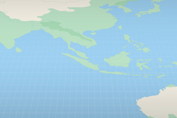 Singapore highlighted on a detailed map, geographic location of Singapore.
