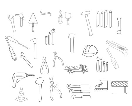 Construction tools vector collection is a valuable resource.Llike drills, saws, and levels.These tools are designed to help users identify, understand, and effectively communicate about the equipment.