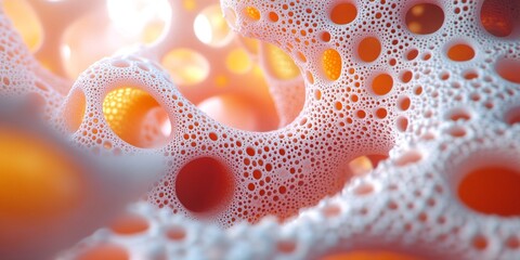 Abstract Orange and White 3D Foam Bubbles Texture Background