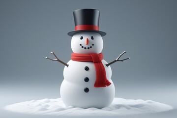 there is a snowman with a top hat and scarf on