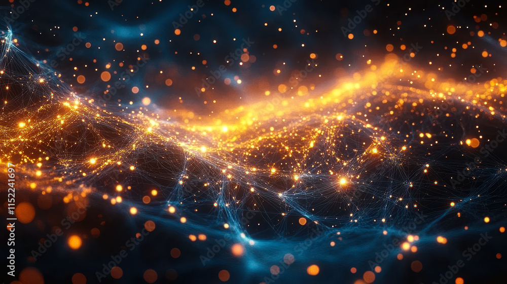 Poster mesmerizing abstract digital art with neural networks and ai elements visualization