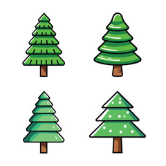 set of christmas trees
