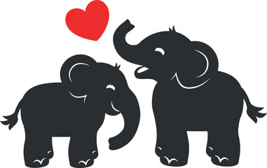 Cute Elephant Love Vector Illustration
