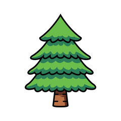 Cartoon tree vector art, Christmas tree vector, pine tree vector, design element 