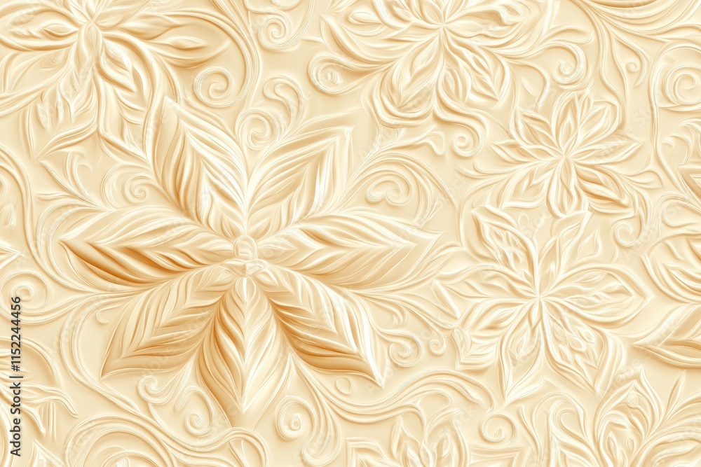 Poster hand-drawn islamic star patterns with flowing lines and subtle shading on a soft cream background in
