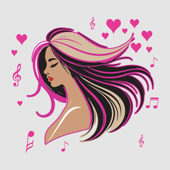 Stylish Vector of Woman Relaxing in Romantic Style Artwork