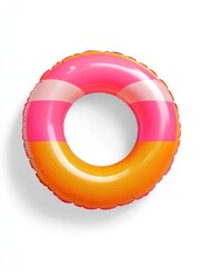 Inflatable float. Top view summer pool party accessory. Isolated beach swimming ring floating toy, vacation equipment, lifebuoy icons