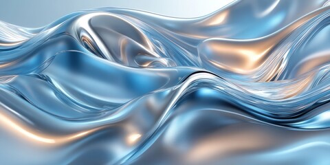 Fototapeta premium Abstract 3d render background with fluid shapes and blue metallic reflections. modern luxury illustration suitable for backgrounds.