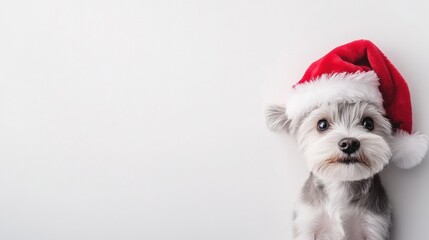 Cute Puppy in Santa Hat for Christmas