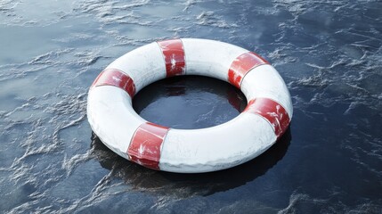 Swimming ring lifebuoy white red.