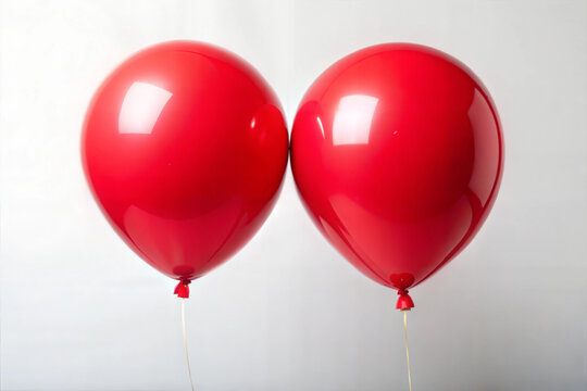 Two Vibrant Red Balloons CloseUp, Party Decorations, Festive, Celebration - Powered by Adobe