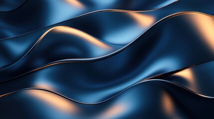 Abstract 3d render background with fluid shapes and blue metallic reflections. modern luxury illustration suitable for backgrounds.