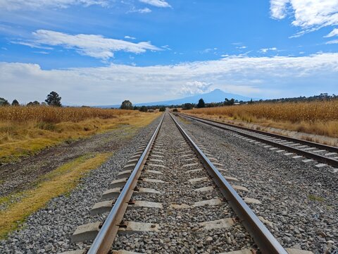 railroad tracks in the countryside