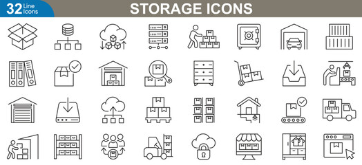 Storage icons set vector illustration.