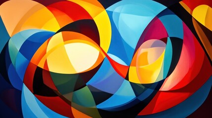 Obraz premium A vibrant abstract composition with swirling colors and shapes creating a dynamic visual flow.