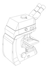 Continuous one line drawing of microscope. Simple illustration of microscope laboratory line art vector illustration.