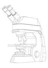 Continuous one line drawing of microscope. Simple illustration of microscope laboratory line art vector illustration.