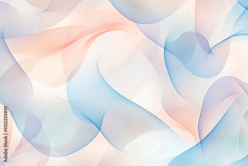 Poster seamless abstract texture of overlapping translucent shapes in pastel colors creating soft and dream